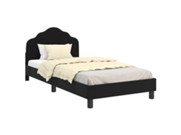 Cama De Solteiro | Camas Para Quarto | Estrutura De Cama Infantil Com Cabeceira Preto 90 X 190 Cm