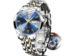 Lurelia Relógio Masculino, Modelo 998, Movimento De Quartzo, Luminoso, Abs, Prata, Azul