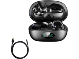 Fones de Ouvido de Condução Óssea Tws Fones de Ouvido Sem Fio Bluetooth 5.3 Fones de Ouvido Earclip Fones de Ouvido Esportivos Hifi Bass Preto CHRONUS