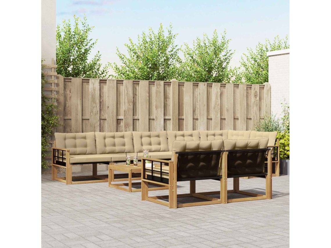 Vidaxl Conjunto De Sofás Para Exterior 9 Pcs Branco E Bege