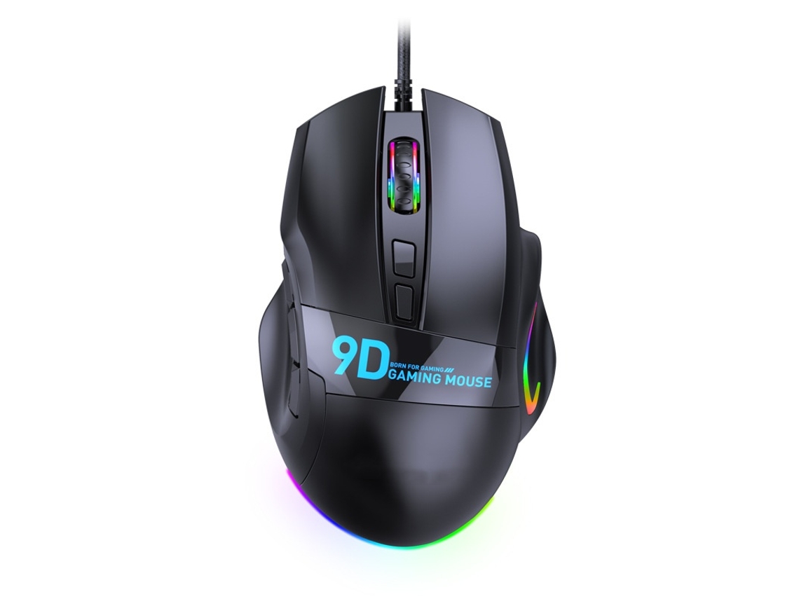 Rato YIZHOOD RGB retroiluminado com fio 12000 DPI sem fio jogo 9 botões programáveis Gamer para PC Desktop / Laptop preto