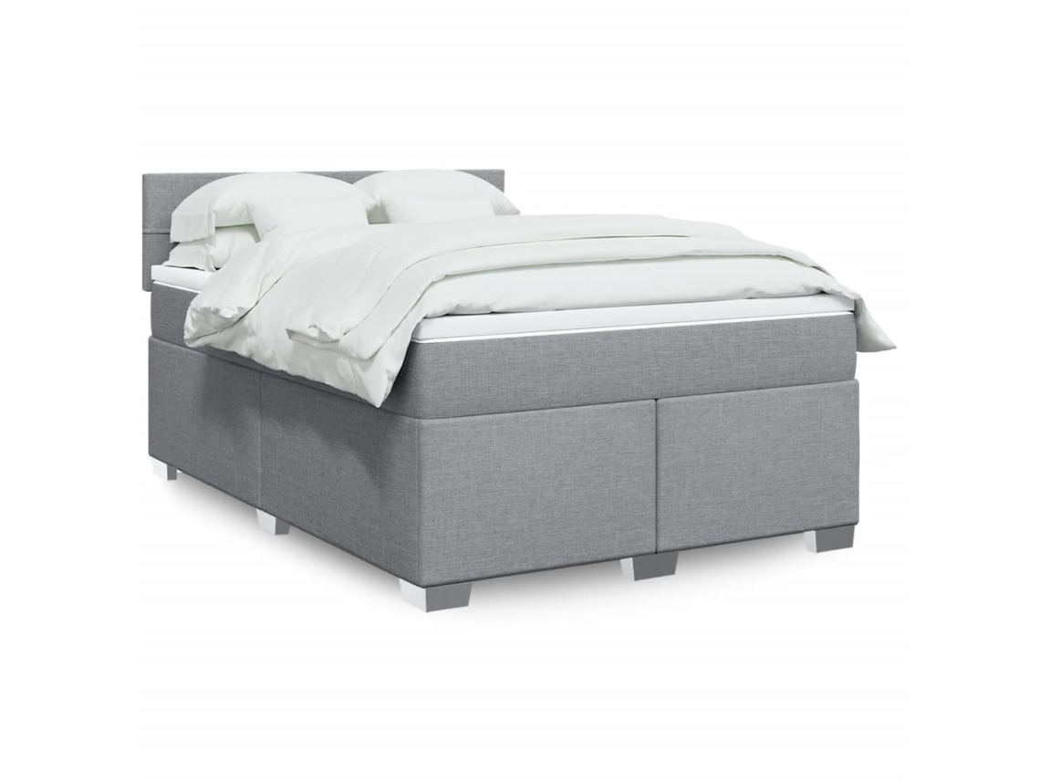 Vidaxl Cama com Molas/colchão 160x200 Cm Tecido Cinzento claro