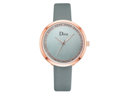 Relógio de Pulso Feminino Simples de Quartzo com Pulseira de Couro Pu Azul Céu