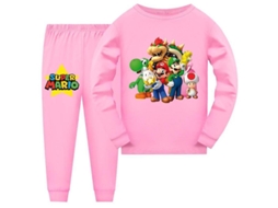 2026 pijamas para Niños Y Niñas de 7 14 Años Super Mario Manga Larga Camiseta Y Pantalones Conjunto de Ropa de Dormir Regalo