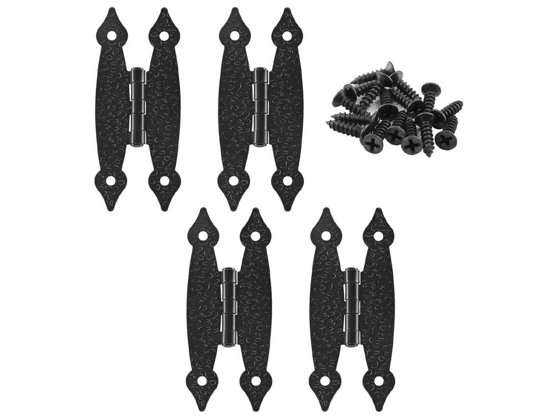 Conjunto De 8 Dobradiças Pretas Antigas Em Formato De H, 8, 9 Cm, 3, 5 Polegadas, Em Aço Laminado A Frio, Embutidas Para Portas