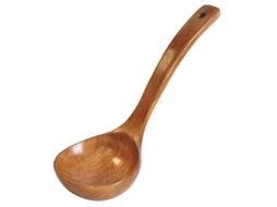 Colher de Madeira Curvada de 26cm com Cabo Longo Ke Mu EOOCOO para Sopa Coreana
