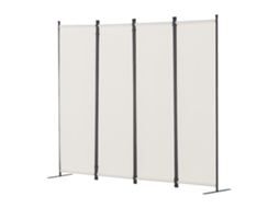Biombo Separador Dobrável de 4 Painéis com Moldura Aço Carbono e Tela Poliéster, Ambientes Privacidade 228x45x172,5 Cm para Escritório, Quarto, Sala