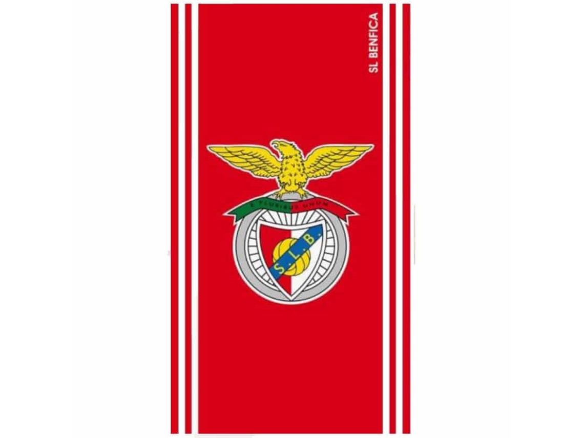 Toalha De Praia Microfibra Licenciada Sport Lisboa E Benfica Vermelha Com Faixas