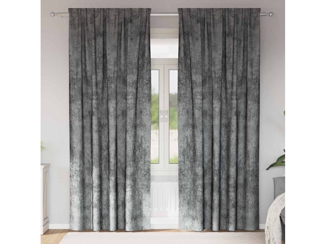 Vidaxl Cortinas De Veludo 2 Unid. Cinzeto 245 X 140 Cm Veludo