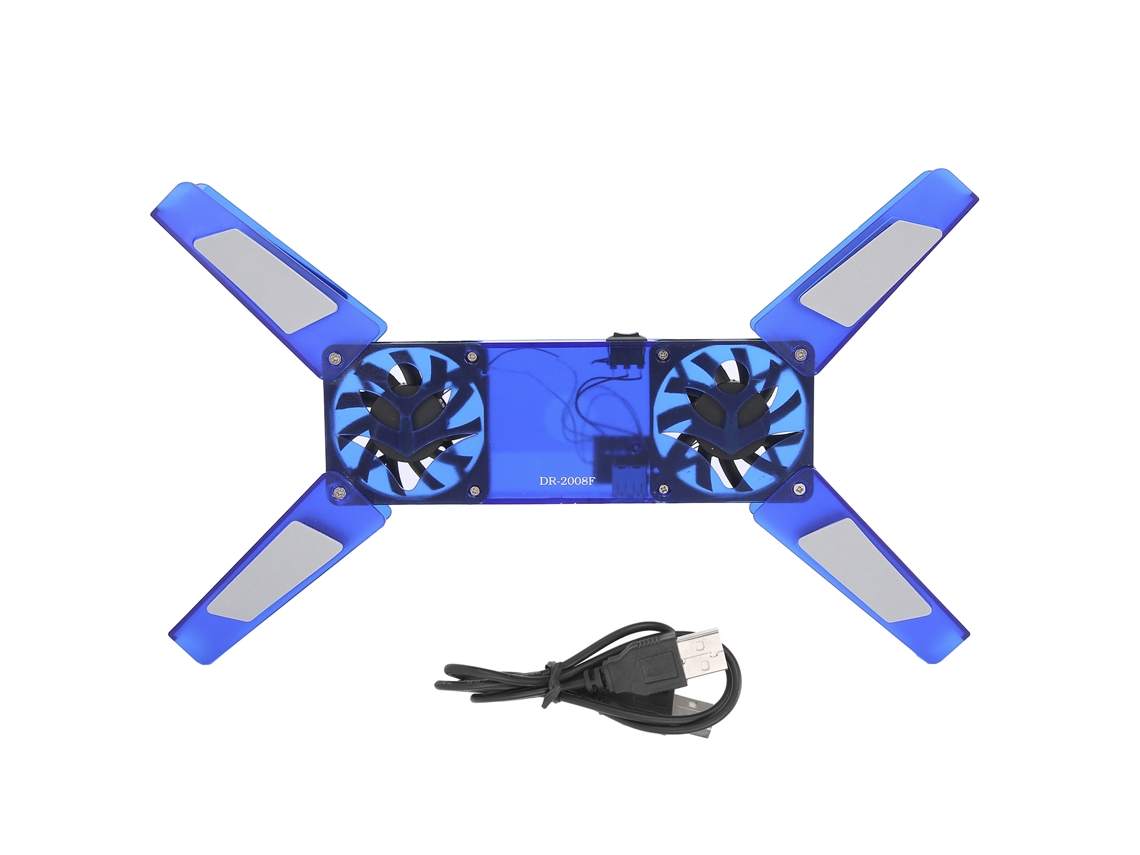 Suporte De Resfriamento Para Notebook Com Dois Ventiladores, Pasta De Resfriamento Dobrável Dr‑2008f Azul, Suprimentos De Computador
