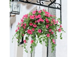 Cesto Suspenso com Flores Artificiais de Petúnia de Seda Xf10jsr Vermelho AQUAFORGE