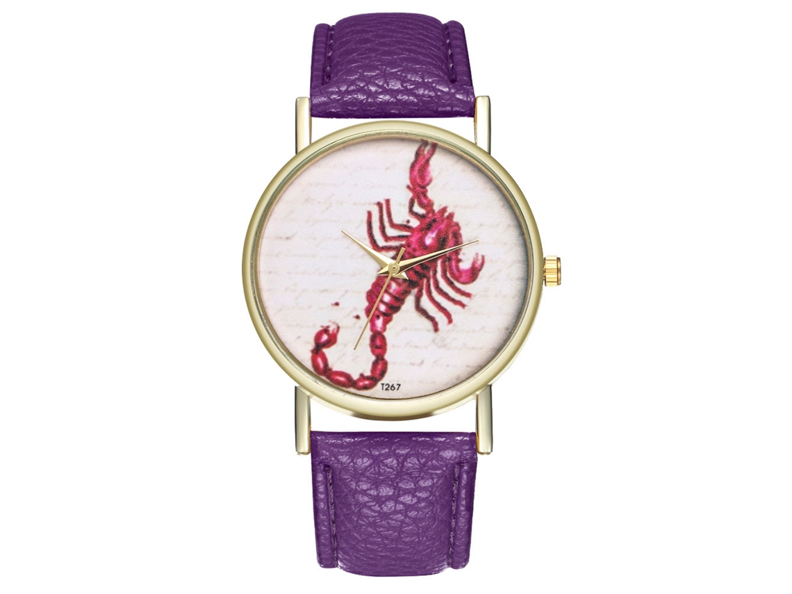 Relógio de pulso Scorpio com pulseira simples de PU, analógico, quartzo T267-a roxo