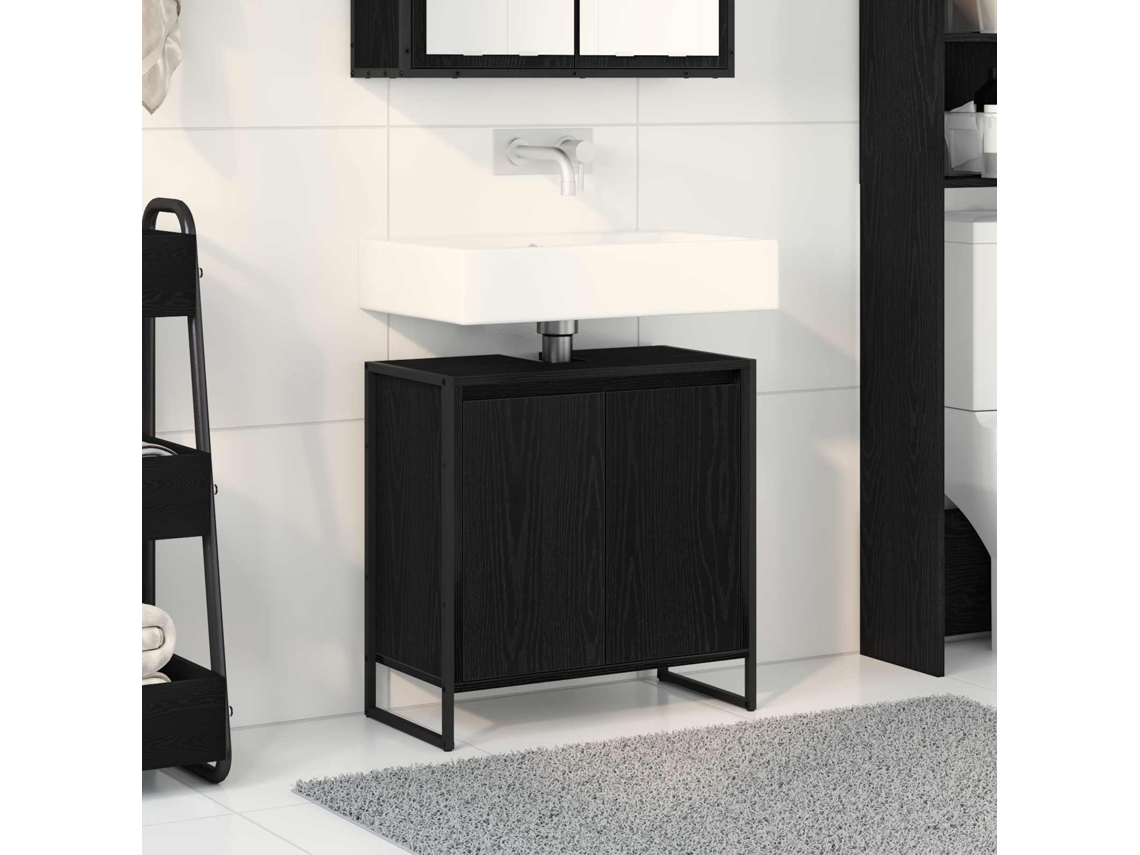 Vidaxl Armário De Banheiro Carvalho Preto 60 X 30 X 60 Cm
