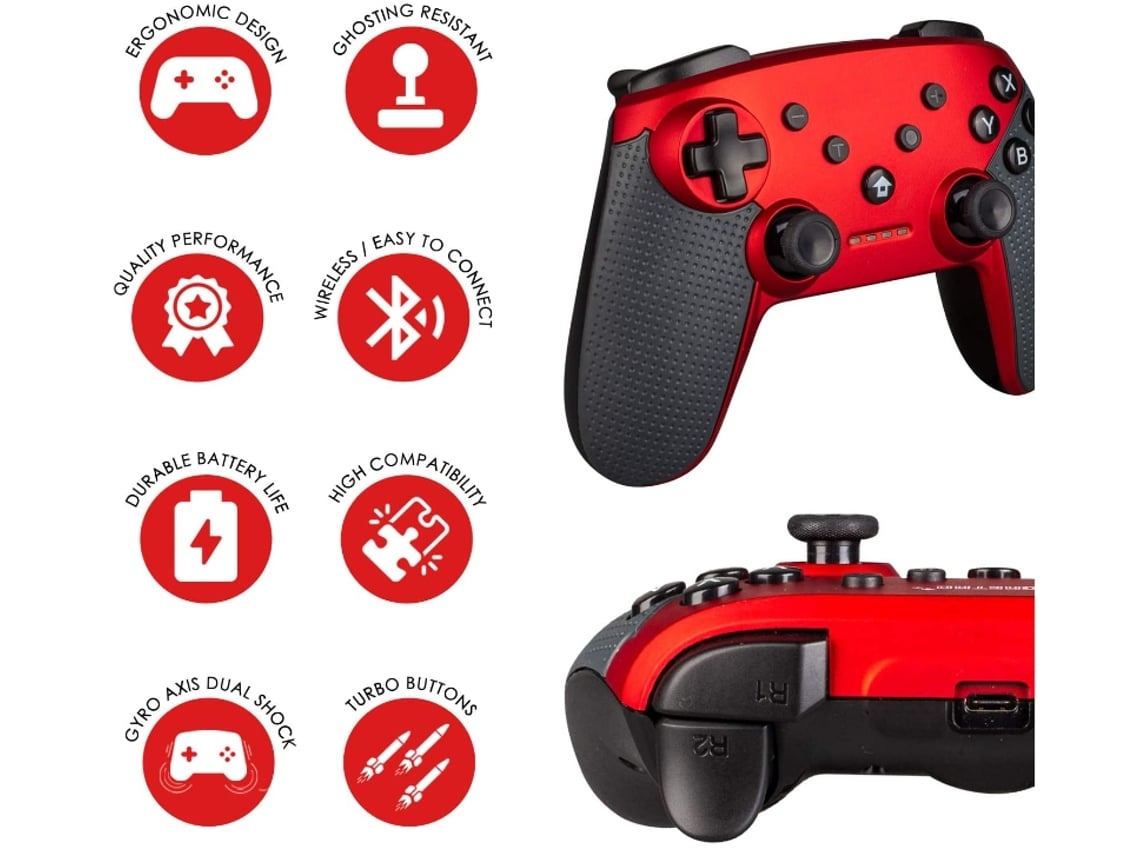 Comando Nintendo Switch Pro ENKERS Gamepad (Wireless Preto) Worten.pt