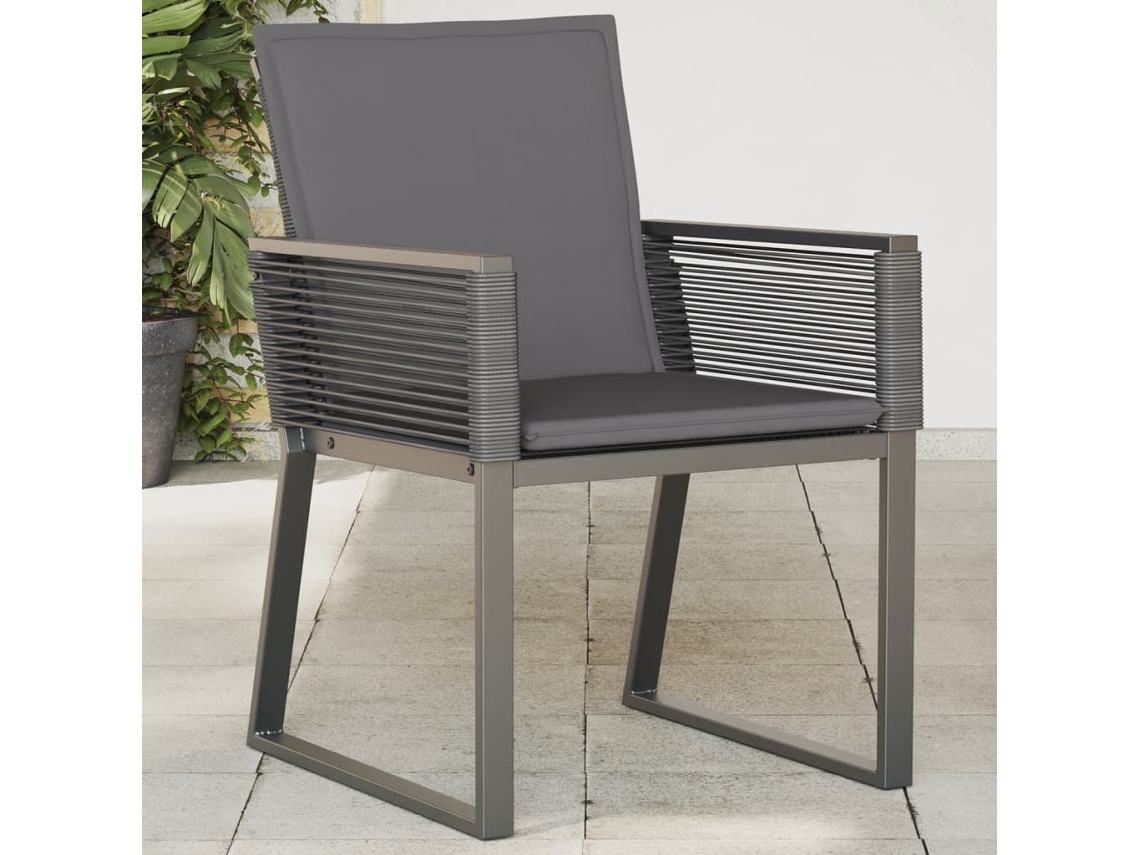 Vidaxl Cadeiras De Jardim Com Almofadões 2 Pcs Vime Pe Preto