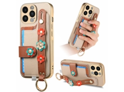 Suporte Casa Cáqui Para Iphone 14 Pro Pele Sintética Laranja