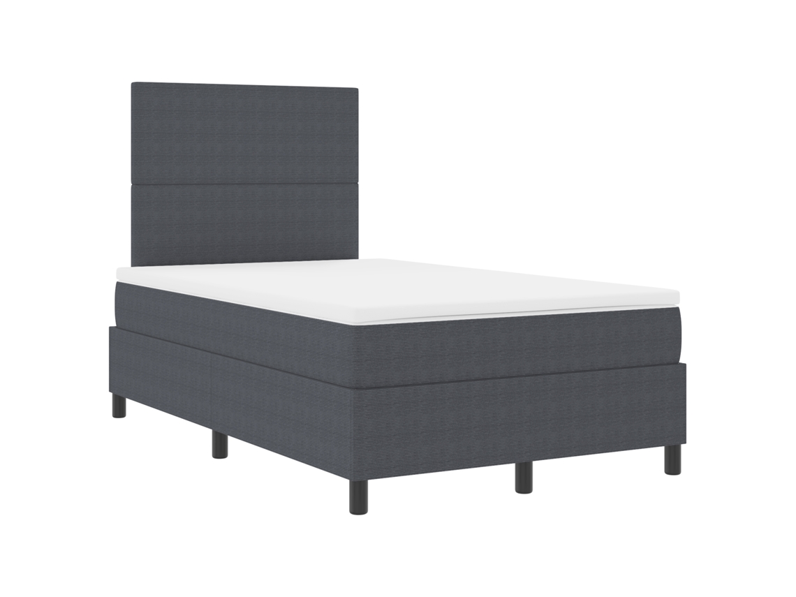 Cama Box Spring Com Colchão Cinza Escuro Tecido De Veludo Cotelê Vidaxl Grey Fabric (120x200 Cm)