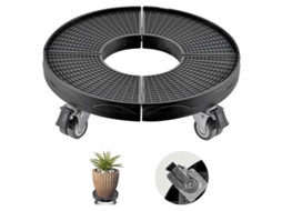 Carrinho De Lixo, Multifuncional Com Rodas 4 Bloqueáveis, Carga 181,4 Kg, Base Redonda Para Lixeira, Ajustável 380 Mm A 580 Mm, Preto