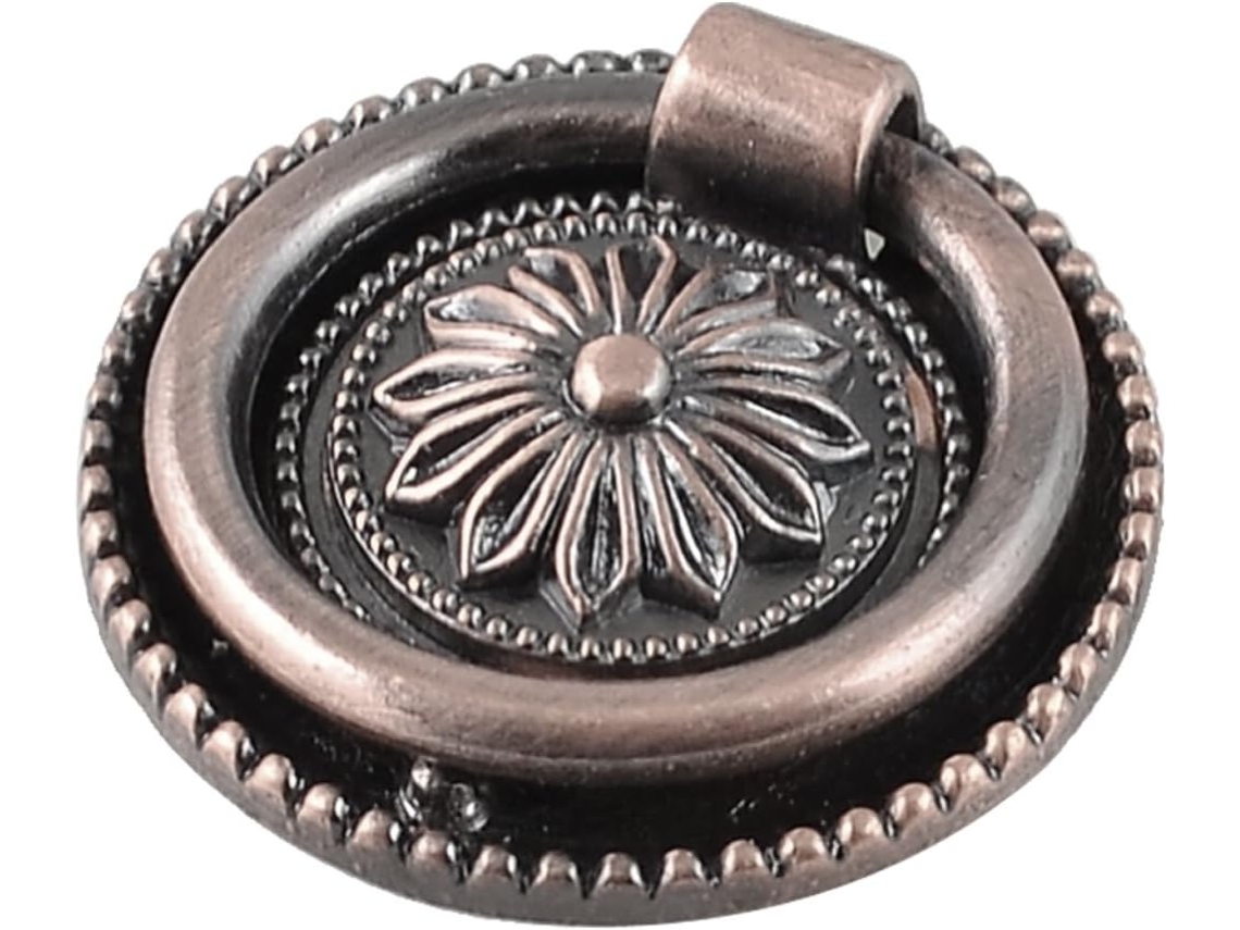 Puxador De Porta Aexit Em Tom Cobre Com Estampa Floral, 3, 5cm De Diâmetro, Para Móveis