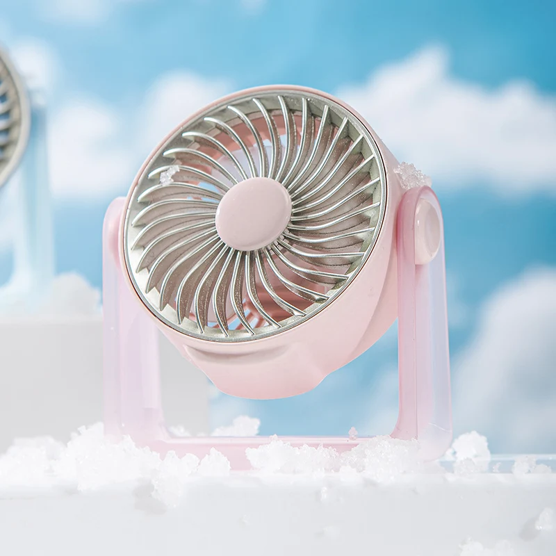 Mini ventilador MDUG roxo claro recarregável com spray e USB