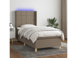Vidaxl Cama Box Spring + Colchão/led 80x200cm Tecido Cinza-acastanhado