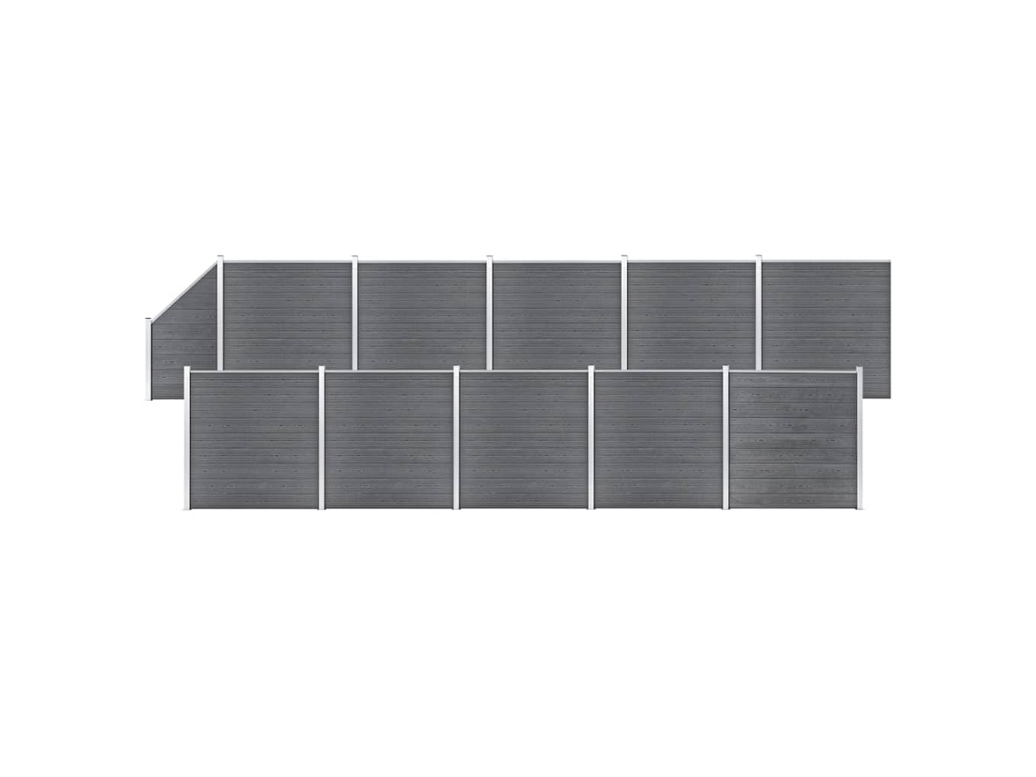 Vidaxl Painel Vedação Wpc 10 Quadrados/1 Inclinado 1830x186cm Cinzento