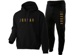 Conjunto Masculino Completo Jordan, Casaco Com Capuz E Calça De Moletom 2 Peças, Suéter Clássico Confortável Com Manga Longa E Calça Para Academia Ou