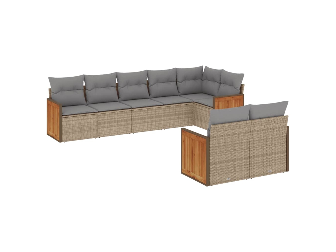 Conjunto de 8 sofás de jardim com almofadões Vime Pe Bege MAISON EXCLUSIVE (8 peças)