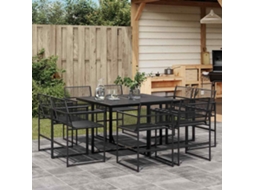 Vidaxl 9 Pcs Conjunto De Jantar Para Jardim Vime Pe Preto