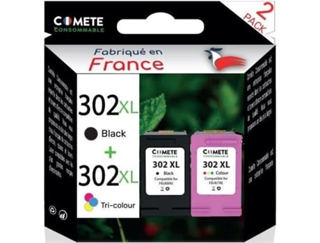 302Xl 2 Cartuchos de Tinta Hp 302 Xl Pretos e Coloridos Compatíveis Fabricados na França. COMETE CONSOMMABLE