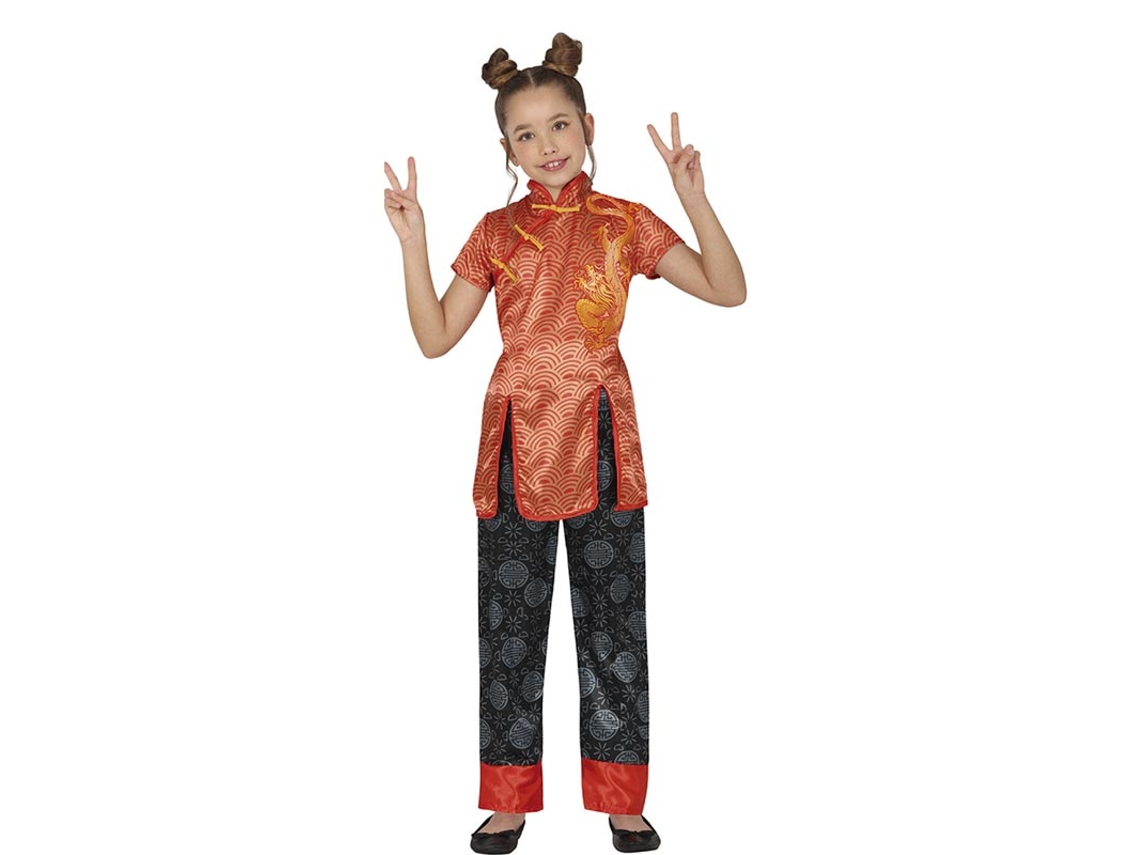 Fato de China laranja para menina