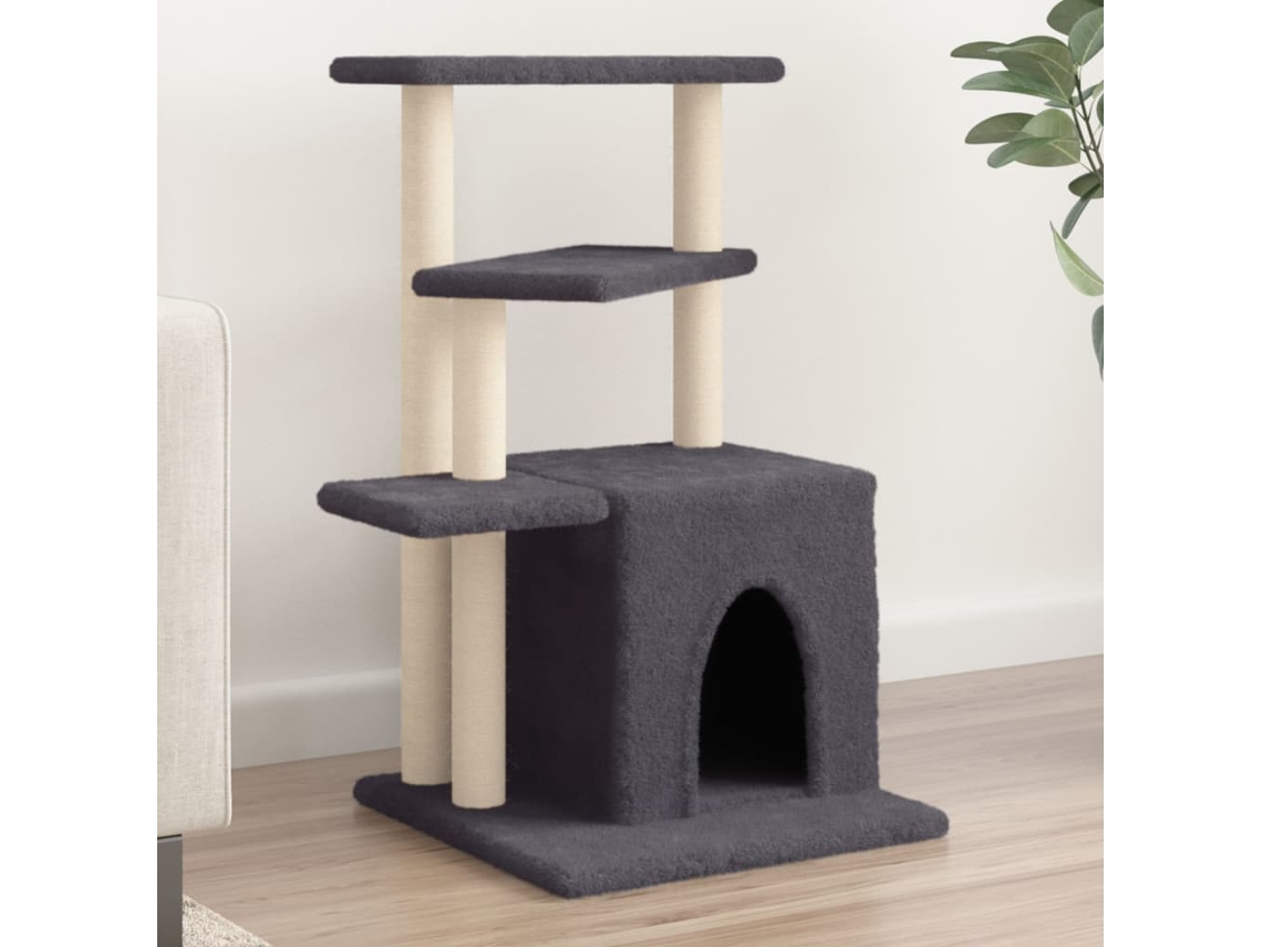 Vidaxl Árvore P/ Gatos Postes Arranhadores Sisal 83,5 Cm Cinza-escuro
