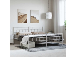 Vidaxl Estrutura De Cama Com Cabeceira E Pés 193x203 Cm Metal Branco