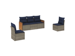 Conjunto de Sofá de Jardim, 5 Peças, Almofadas, Rattan Cinza MAISON EXCLUSIVE