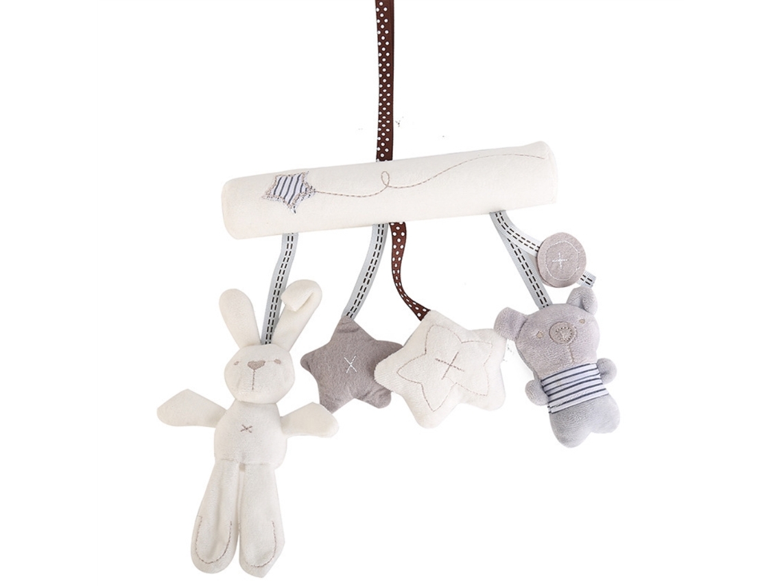 Brinquedos Rattle Suspensos Com Música Pelúcia Coelho Urso Estrela Para Berço Carrinho Bebê
