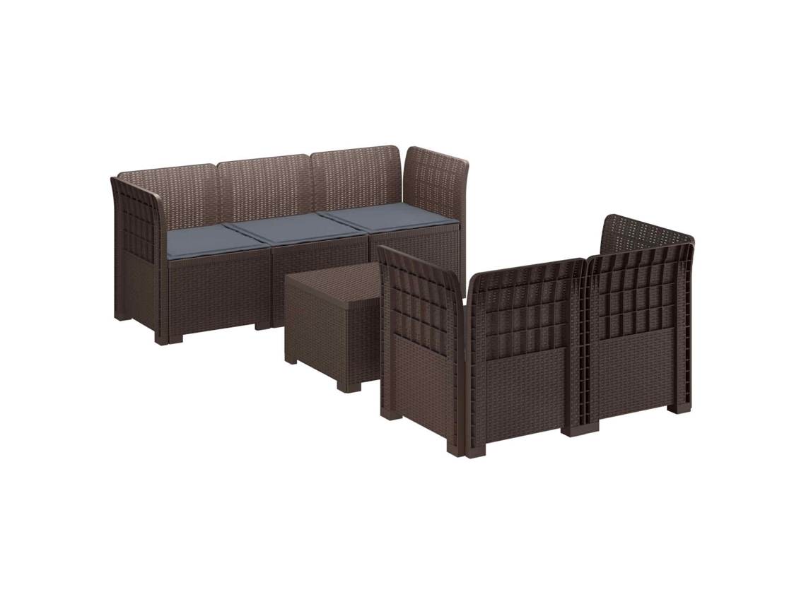 Maison Exclusive - Sofá De Jardim De 5 Pessoas Com Almofadas Visual De Rattan Pp