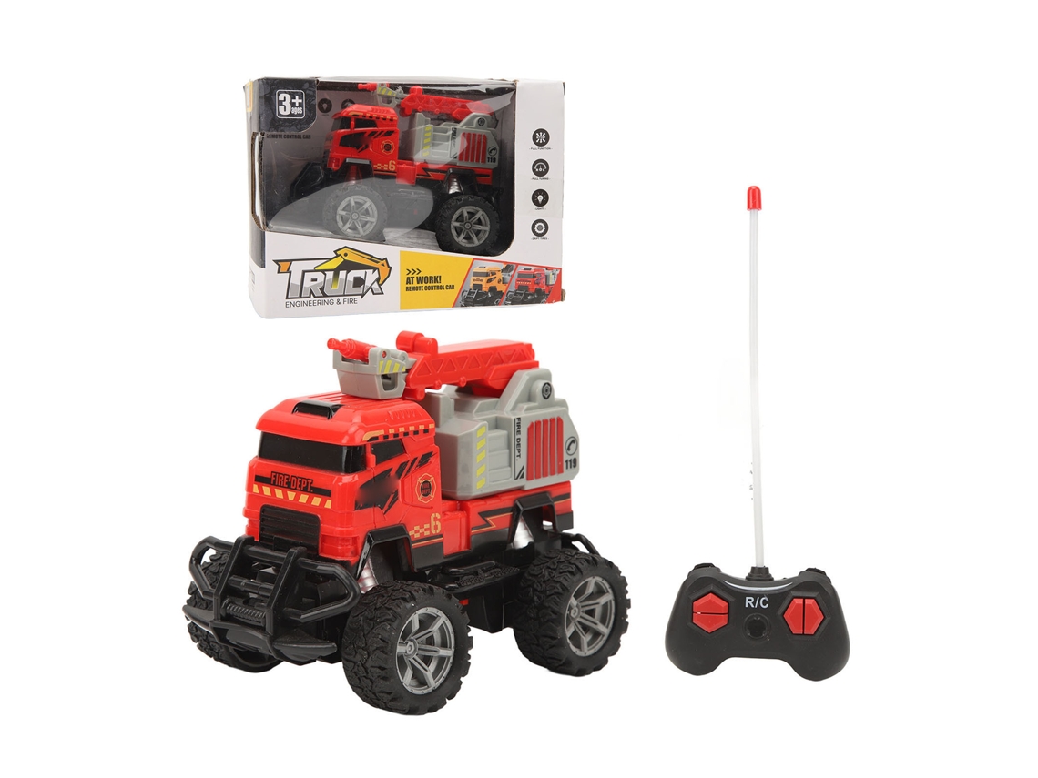 Ats coche de Bombeiros Rc com Escada Elétrica e Luzes Funcionais, Brinquedo de Controle Remoto de Plástico 1:43