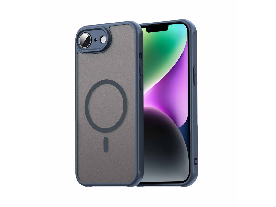 Capa Tumundosmartphone Magnética Para Iphone 17e (6.1) Com Borda Azul E Proteção Para A Câmera