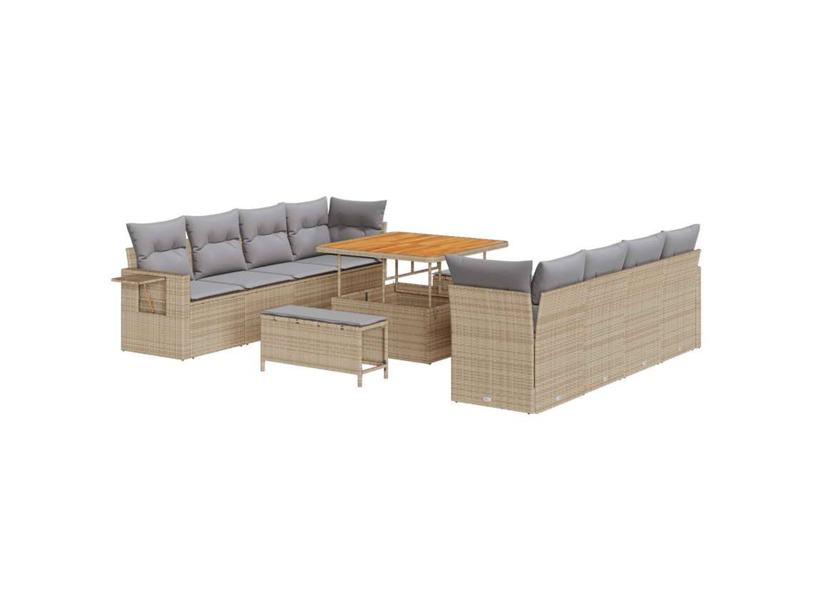 Conjunto 11 Conjunto De Sofá De Jardim Vidaxl Bege Vime Pe (100 X 100 X 71 Cm)