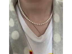 2026 collar de Perlas Simuladas Unisex de Acero Inoxidable 8mm Moda Tendencia 2022 50 Cm
