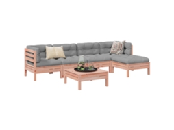 Vidaxl 6 Pcs Conj. Sofás Jardim C/ Almofadões Madeira Abeto-de-douglas