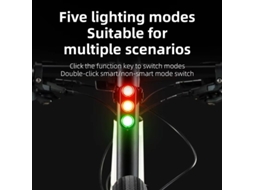Lanterna Traseira rockbros Lanterna Traseira Inteligente Sensor Vibração Freio 460mah 5 Modos Usb-c Ip64 Resistente Desgaste Ciclismo Noturno