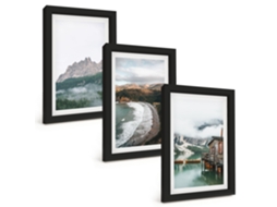 Composição De Quadros Praias De Montanha, Casa De Madeira Espelharte (3 Peças 20x30 Cm)