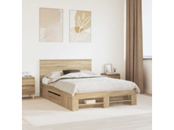 Vidaxl Estrutura Da Cama Com Cabeceira Carvalho Sonoma 140 X 200 Cm