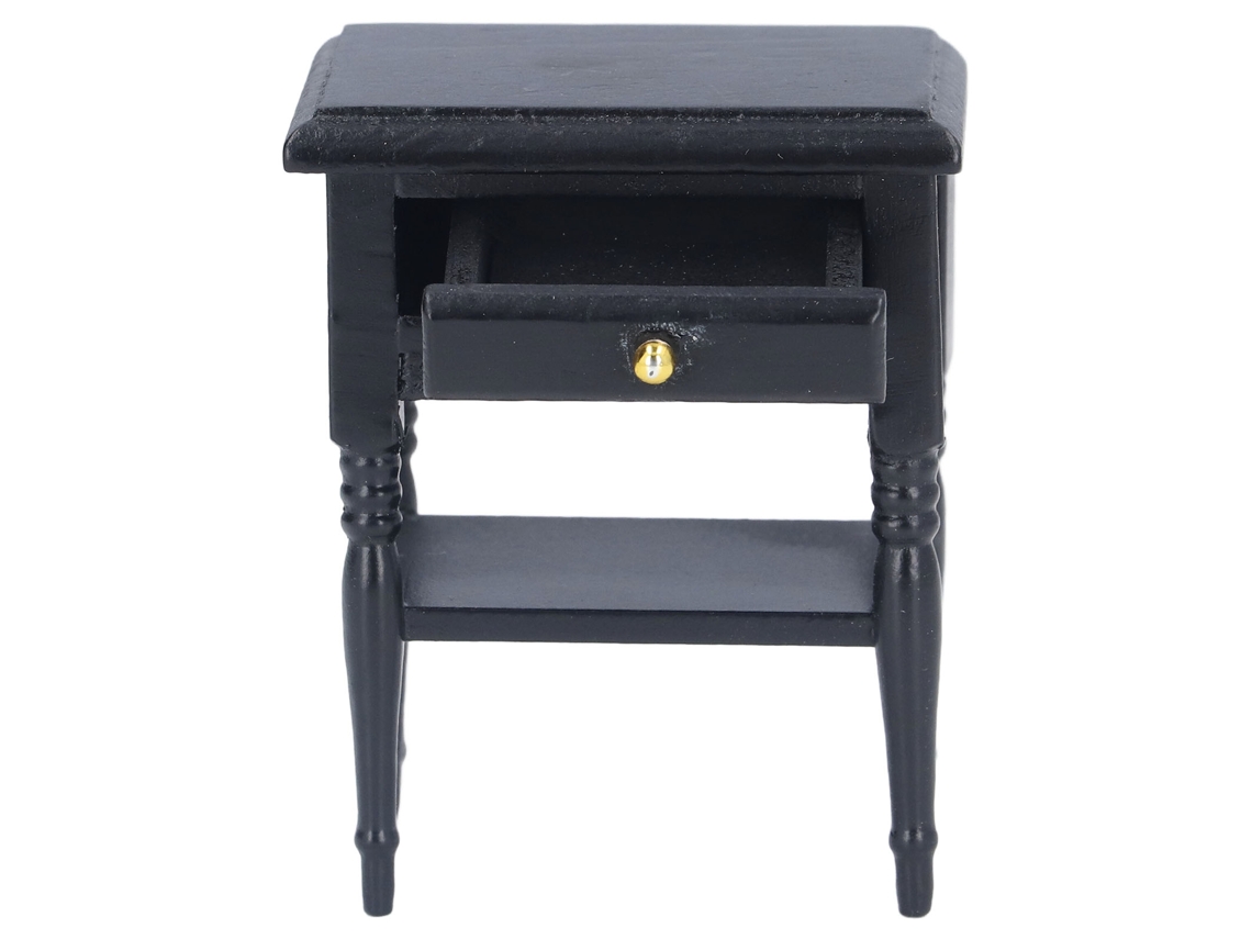 Mesa De Cabeceira Miniatura De Madeira Preta Para Casa De Bonecas 1:12 Simulação Modelo