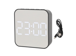 Relógio Digital Led Com 2 Alarmes Pequeno Eletrônico Com Display Temp Data Para Quarto Escritório Preto