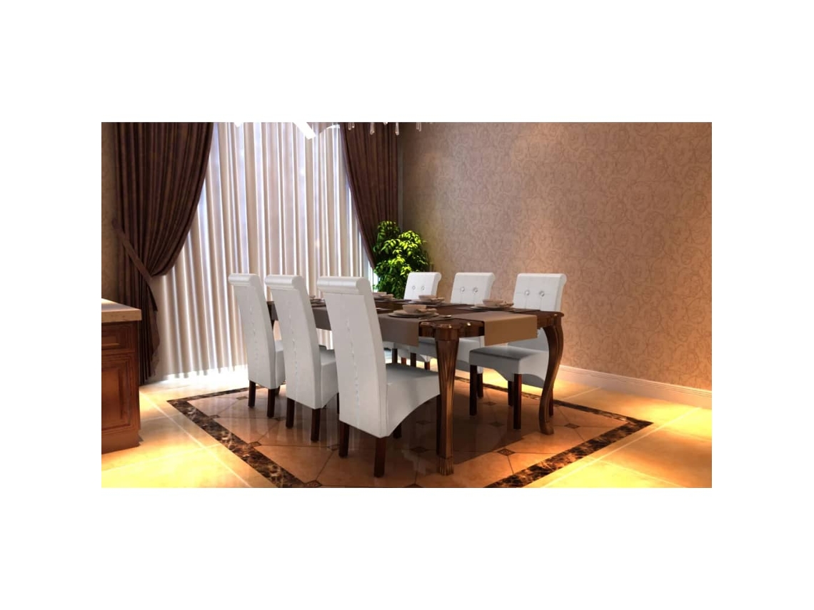 Cadeiras de Jantar 6 Pcs Couro Artificial Branco MAISON EXCLUSIVE