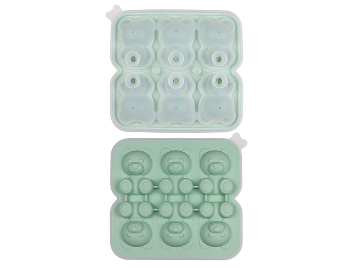 Forma De Gelo 3d Em Forma De Urso, Com Tampa, Ideal Para Cocktails E Whisky. Reutilizável E Própria Para Alimentos. Verde Hexinyigjly
