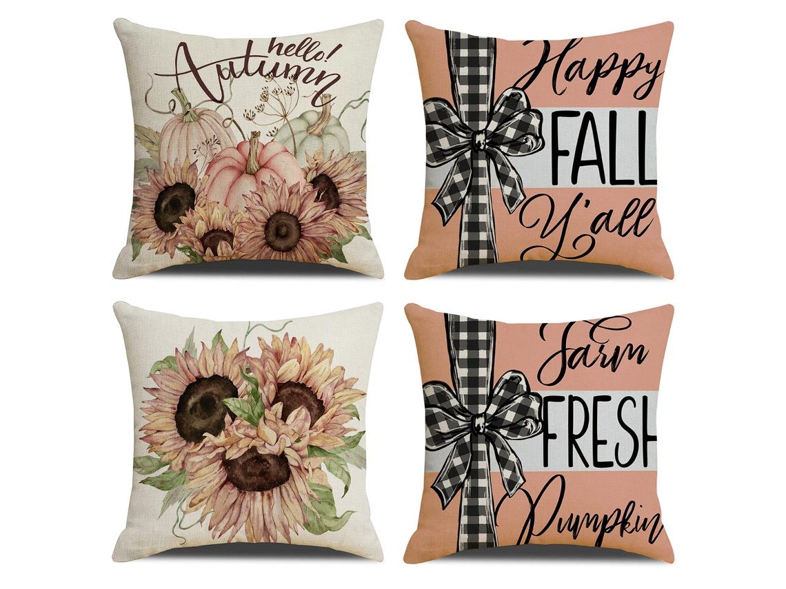 Capas de Almofada Outono Agradecido Colheita Abençoada Decorações Florais para Sofá Conjunto de 4 NEVEANCE