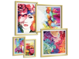 Conjunto De Pinturas Abstrações Coloridas Retratos Espelharte (5 Peças)
